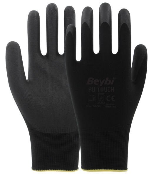 Beybi Pu Touch Poliüretan Kaplı Polyester Örme Eldiven No:10
