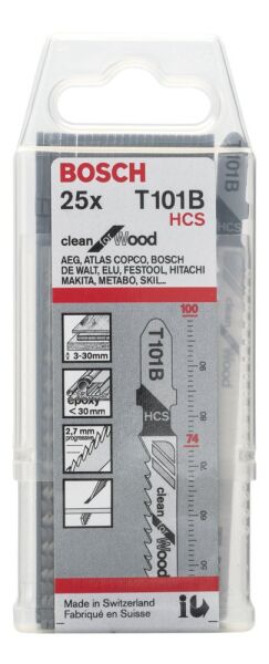 Bosch - Temiz Kesim Serisi Ahşap İçin T 101 B Dekupaj Testeresi Bıçağı - 25'Li Paket