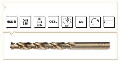 Makina Takım HSS-E DIN 338 Silindirik Saplı Kısa Matkap Ucu (Altın Seri) 18 mm