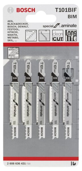 Bosch - Special Serisi Laminant İçin Özel T 101 BIF Dekupaj Testeresi Bıçağı - 5'Li Paket