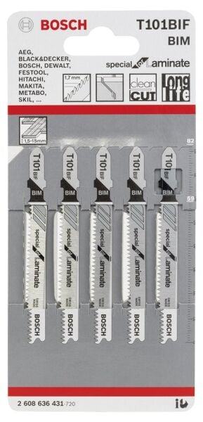 Bosch - Special Serisi Laminant İçin Özel T 101 BIF Dekupaj Testeresi Bıçağı - 5'Li Paket