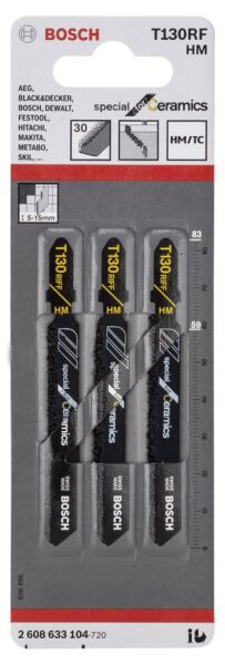 Bosch - Seramik İçin Özel T 130 RIFF Dekupaj Testeresi Bıçağı - 3'Lü Paket