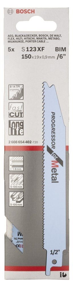 Bosch Panter Testere Bıçağı S 123 Xf Progressor For Metal 5'Lı 2608654402