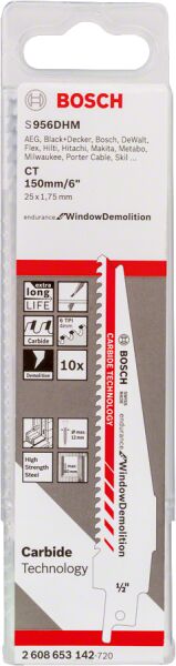 Bosch - Endurance for Serisi Pencere Yıkımı için Panter Testere Bıçağı S 956 DHM 10'lu