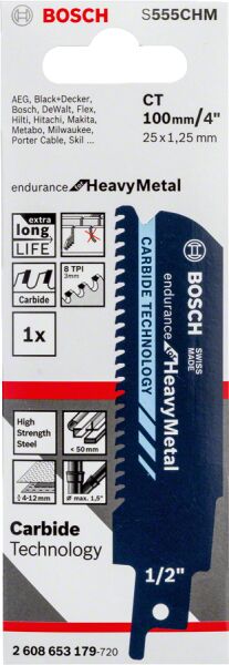Bosch - Endurance for Serisi Ağır Metaller için Panter Testere Bıçağı S 555 CHM 1'li