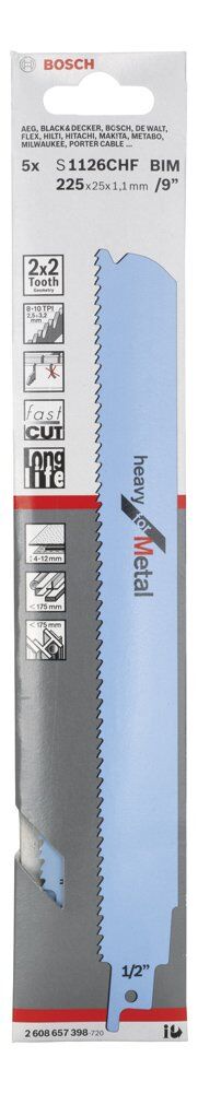 Bosch Panter Testere Bıçağı S 1126 Chf Heavy For Metal 5Lı 2608657398