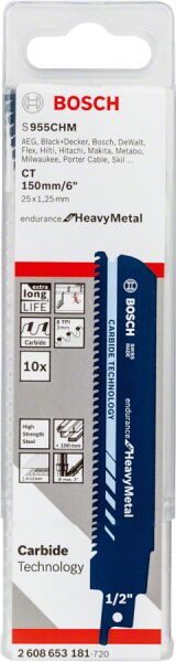 Bosch - Endurance for Serisi Ağır Metaller için Panter Testere Bıçağı S 955 CHM 10'lu