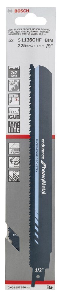 Bosch Panter Testere Bıçağı S 1136 Chf Endurance For Heavy Metal 5'Lı 2608657526