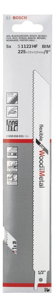 Bosch Panter Testere Bıçağı S 1122 Hf Flexıble For Woodandmeta Panter Testere Bıçağıl 5Lı 2608656021