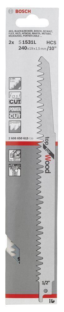 Bosch Panter Testere Bıçağı S 1531 L Top For Wood 2'Lı 2608650613