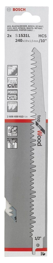 Bosch Panter Testere Bıçağı S 1531 L Top For Wood 2'Lı 2608650613