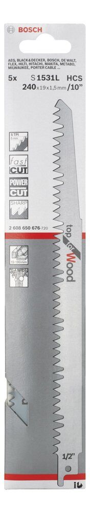 Bosch Panter Testere Bıçağı S 1531 L Top For Wood 5Lı 2608650676