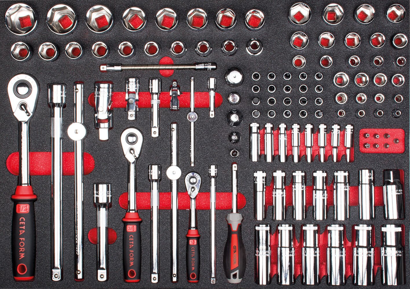 Ceta Form 115 Parça 1/4''+ 3/8'' + 1/2'' 6 Köşe Lokma Takımı - C99-E115H2