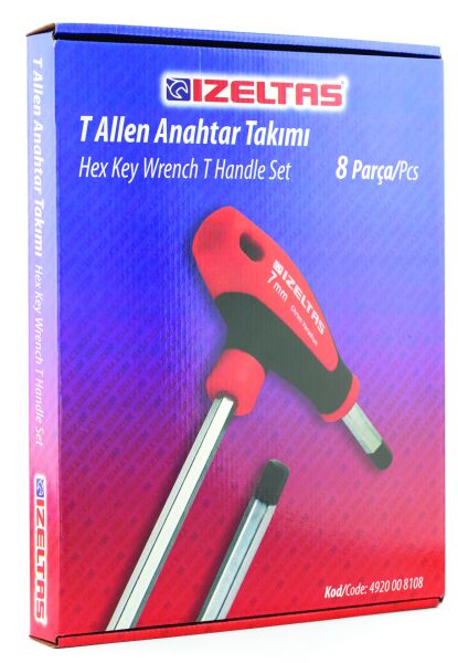 İzeltaş 8 Parça T Tipi Allen Anahtar Takımı - 4920008108
