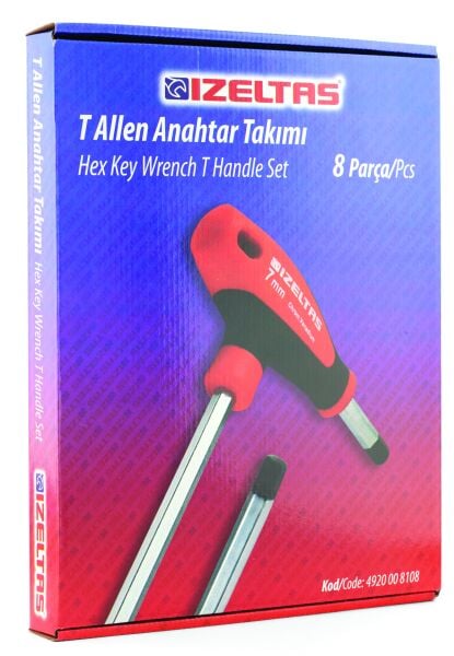 İzeltaş 8 Parça T Tipi Allen Anahtar Takımı - 4920008108