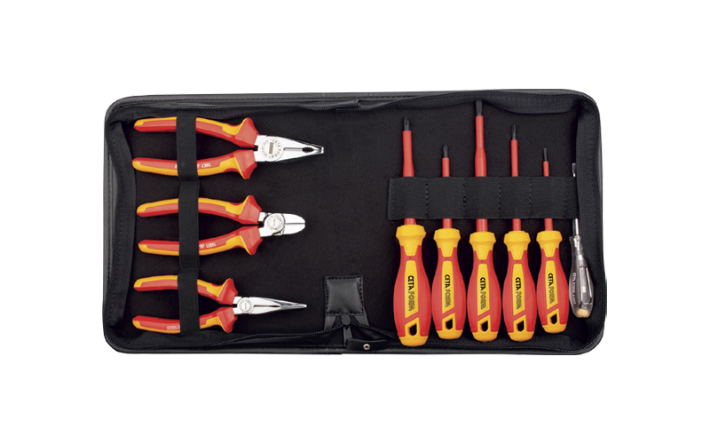 Ceta Form 9 Parça 1000V Pense-Tornavida Seti (VDE-Deri Çantalı) - Düz/Pozidriv Tornavidalı - G99-18-W09PZ