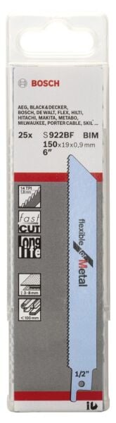 Bosch - Flexible Serisi Metal için Panter Testere Bıçağı S 922 BF - 25'li