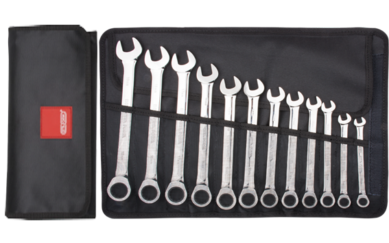 Ceta Form 12 Parça C-GEAR Cırcırlı Kombine Anahtar Takımı (Düz) - Bez Çantalı - B05-R12