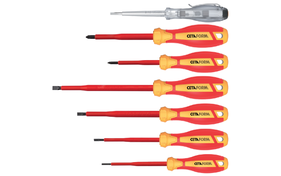 Ceta Form 7 Parça C-Plus 1000V Tornavida Takımı (VDE) - Düz/Pozidriv + Kontrol Kalemi  - G99-702