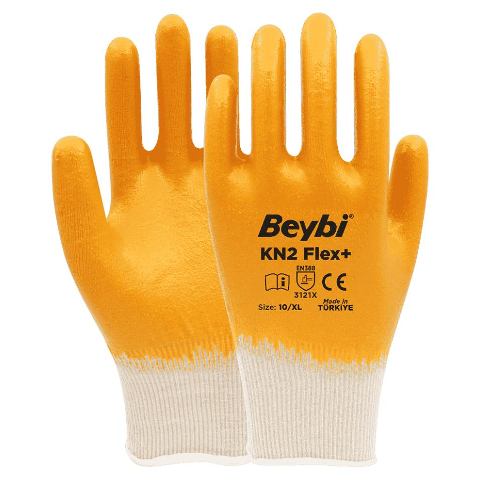 Beybi Nitril Pamuk KN2 Flex+ No: 10 - Beyaz/Sarı