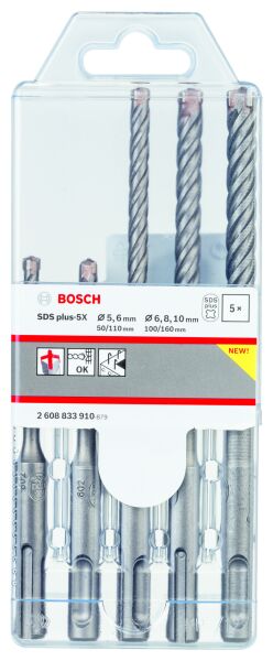 Bosch - SDS plus-5X Serisi Kırıcı Delici Matkap Ucu 5 Parça Set (5,6 x 110 mm, 6,8,10 x 160 mm)