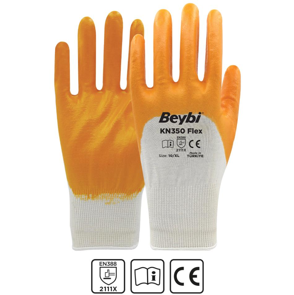 Beybi Nitril Pamuk KN350 Flex No: 09 - Beyaz/Sarı