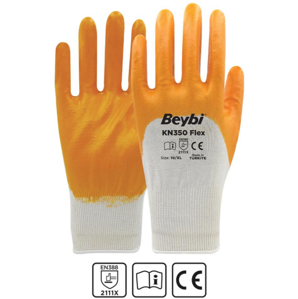 Beybi Nitril Pamuk KN350 Flex No: 09 - Beyaz/Sarı