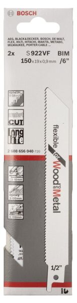 Bosch - Flexible Serisi Ahşap Ve Metal için Panter Testere Bıçağı S 922 VF - 2'li