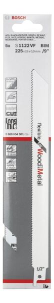 Bosch - Flexible Serisi Ahşap Ve Metal için Panter Testere Bıçağı S 1122 VF - 5'li