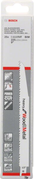 Bosch - Heavy Serisi Ahşap Ve Metal için Panter Testere Bıçağı S 1110 VF - 25'li