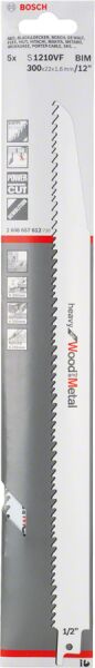 Bosch - Heavy Serisi Ahşap Ve Metal için Panter Testere Bıçağı S 1210 VF - 5'li