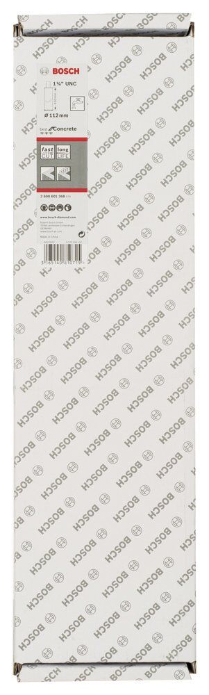 Bosch - Best Serisi Beton İçin 1 1/4'' UNC Girişli Elmas Sulu Karot Ucu 112 mm