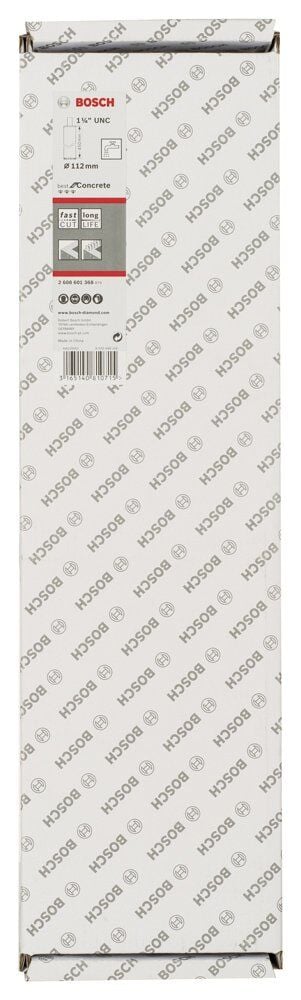Bosch - Best Serisi Beton İçin 1 1/4'' UNC Girişli Elmas Sulu Karot Ucu 112 mm