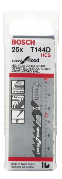 Bosch - Hızlı Kesim Serisi Ahşap İçin T 144 D Dekupaj Testeresi Bıçağı - 25'Li Paket