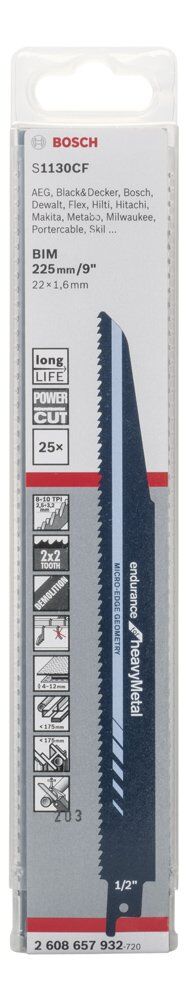 Bosch - Endurance Serisi Ağır Metal için Panter Testere Bıçağı S 1130 CF - 25'li