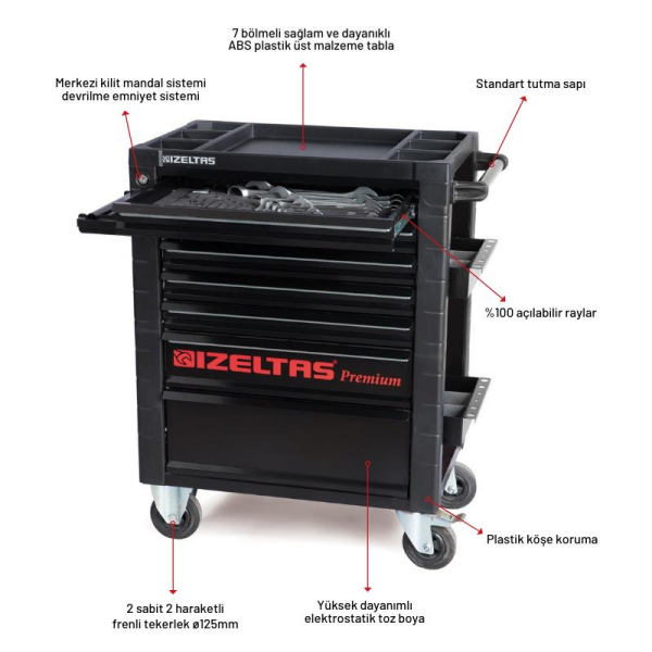 İzeltaş Premium Serisi Takım Dolabı 7 Çekmeceli (Dolu - 250) - 8245007096