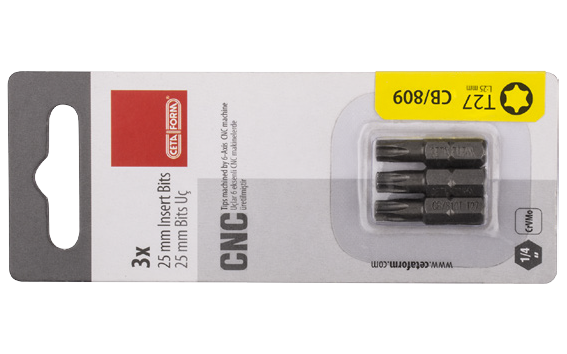 Ceta Form 3 Parça 1/4'' TORX Bits Uç T25 x 25 mm / Kartlı - CB/809X