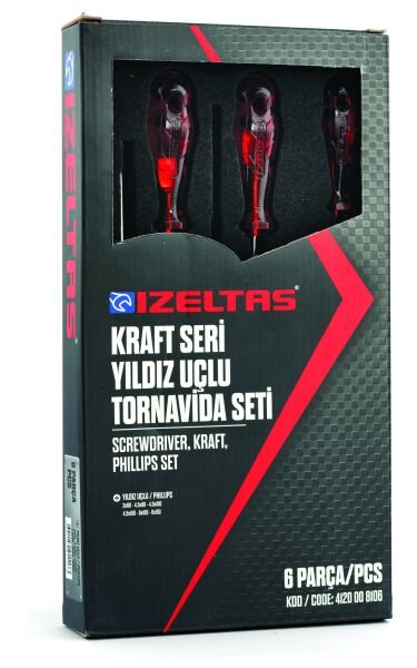 İzeltaş 6 Parça Kraft Seri Yıldız Uçlu Tornavida Takımı - 4120008106