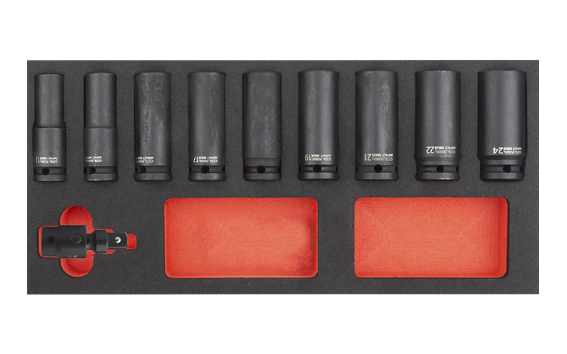 Ceta Form 10 Parça 1/2'' 6 Köşe Havalı Derin Lokma Anahtar Takımı (EVA'lı) - C64-E10/2