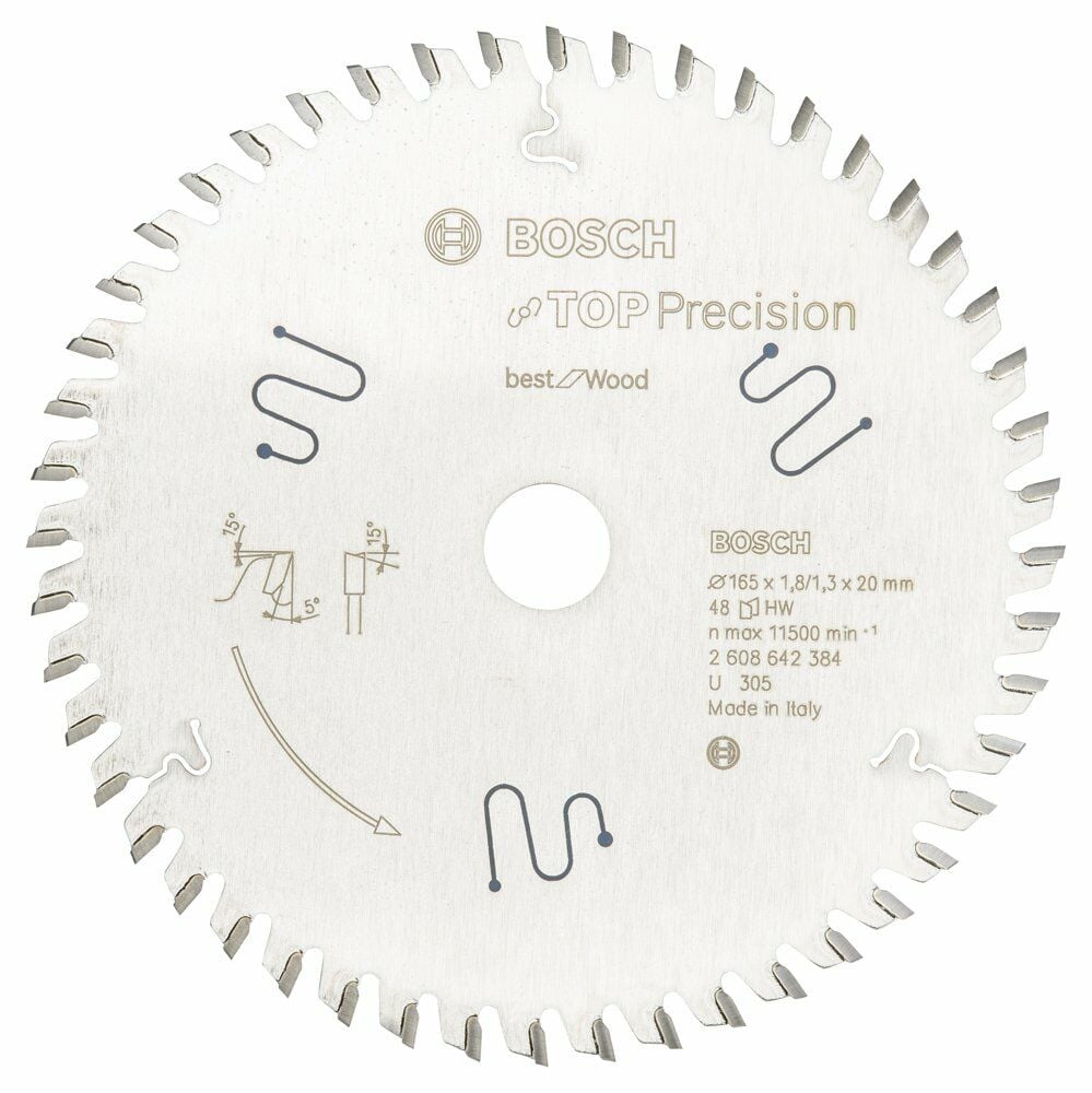 Bosch - Best Serisi Hassas Kesim Ahşap için Daire Testere Bıçağı 165*20 mm 48 Diş
