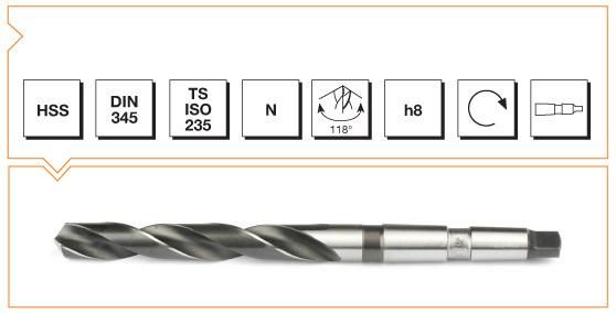 Makina Takım HSS DIN 345 Mors Konik Saplı Matkap Ucu 43 MM.