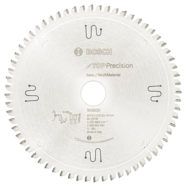 Bosch - Best Serisi Hassas Kesim Çoklu Malzeme için Daire Testere Bıçağı 216*30 mm 64 Diş