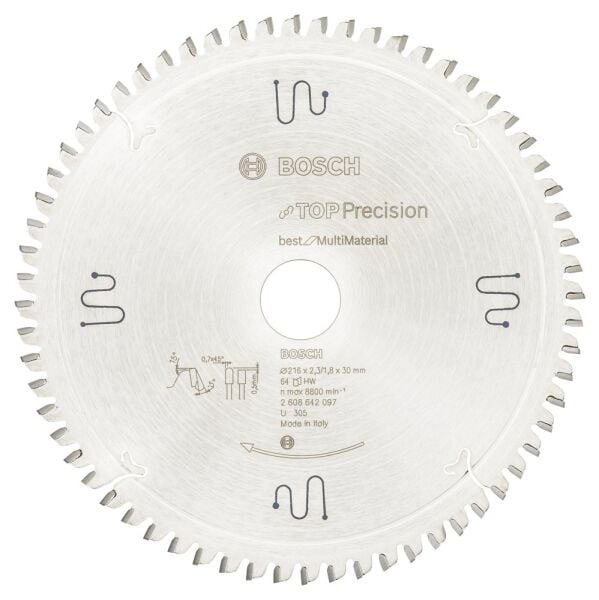Bosch - Best Serisi Hassas Kesim Çoklu Malzeme için Daire Testere Bıçağı 216*30 mm 64 Diş