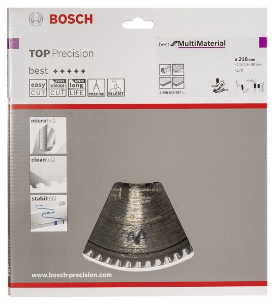 Bosch - Best Serisi Hassas Kesim Çoklu Malzeme için Daire Testere Bıçağı 216*30 mm 64 Diş