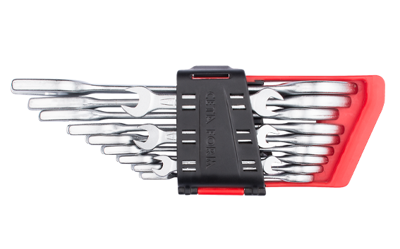 Ceta Form 12 Parça Çatal İki Ağız Anahtar Takımı (Kısa Tip) - Plastik Klipsli - B10-P12