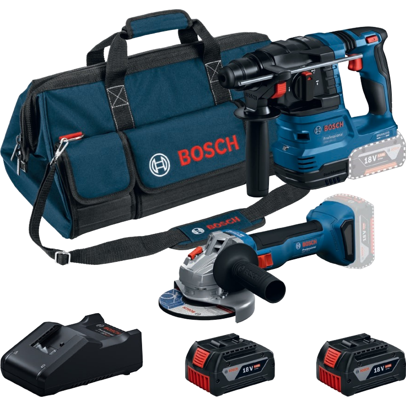 Bosch Professional 18V İkili Makine Seti: GBH 18V-22 + GWS 18V-8 (2 x 4.0 Ah, GAL 18V-40, Kanvas Çanta) - 0615V0003C