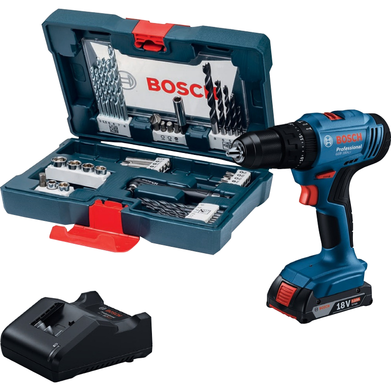 Bosch Professional Seti: GSB 183-Li Akülü Darbeli Matkap / Vidalama Makinesi ve 41 Parça Aksesuar Seti (1 x 2.0 Ah) - 06019K91K3