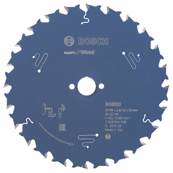 Bosch - Expert Serisi Ahşap için Daire Testere Bıçağı 184*20 mm 24 Diş