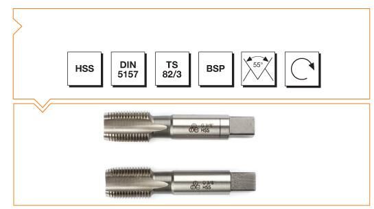 Makina Takım HSS DIN 5157 Whitworth Boru Vidalı 2'li Takım Kılavuzu G 3/8X1
