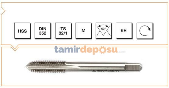 Makina Takım HSS DIN 352 Metrik Normal Vidalı Kılavuz (Son) 20' M 5 (6H)